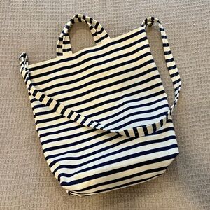 BAGGU Duck Bag - Navy and White Sailor Stripe Tote